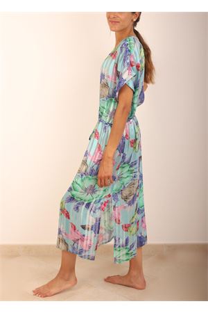 Tunica aperta copricostume in seta a fiori Capri Chic | COPRICOSTUMEFIORIAZZURRO